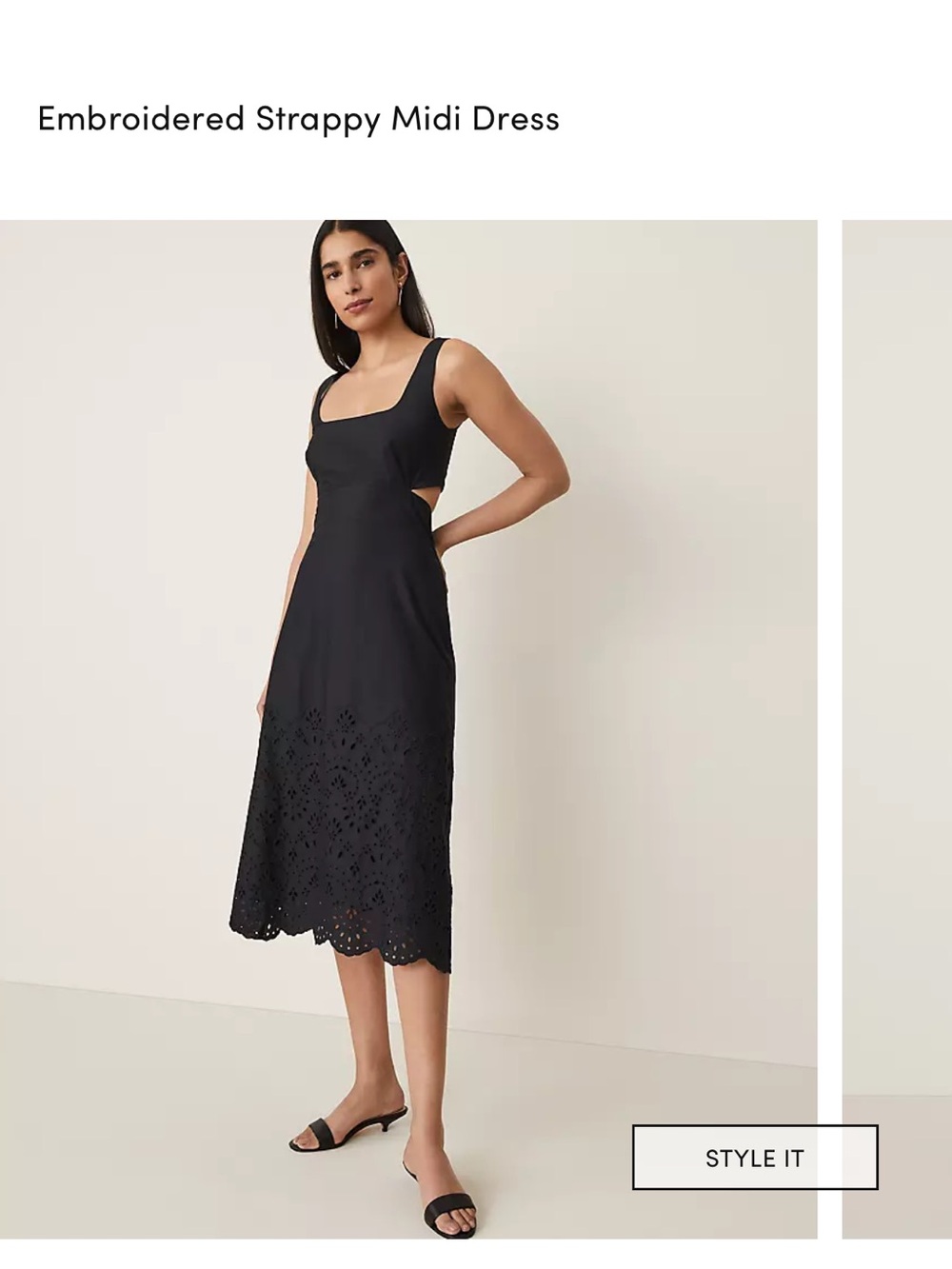 Ann Taylor Black Strappy Cutout Midi Dress